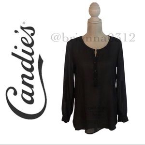 Candie’s Sheer Black Layering Tunic Top Size Med